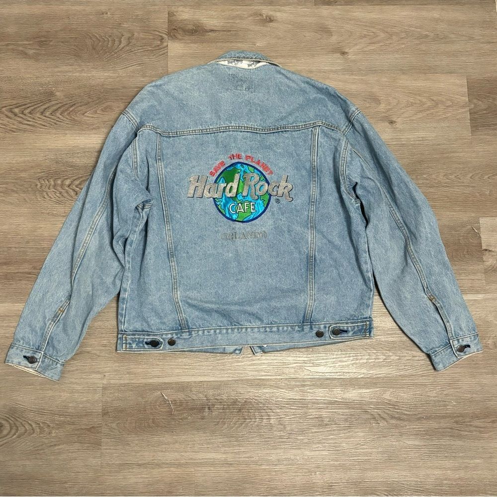 VINTAGE Hard Rock Cafe Orlando Denim Jean Jacket Men XL Blue 90s